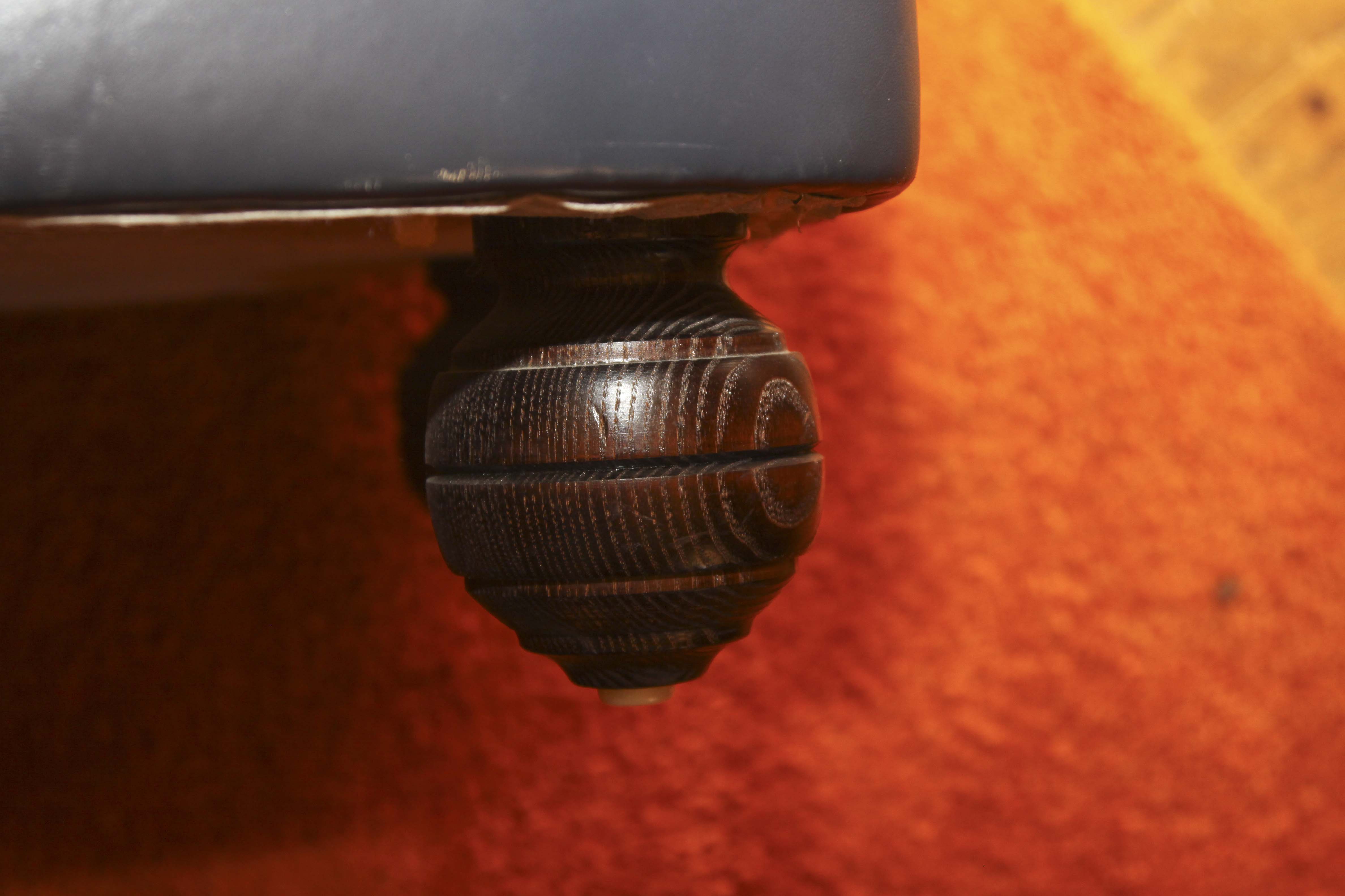 Navy Blue Leather Chair and Ottoman