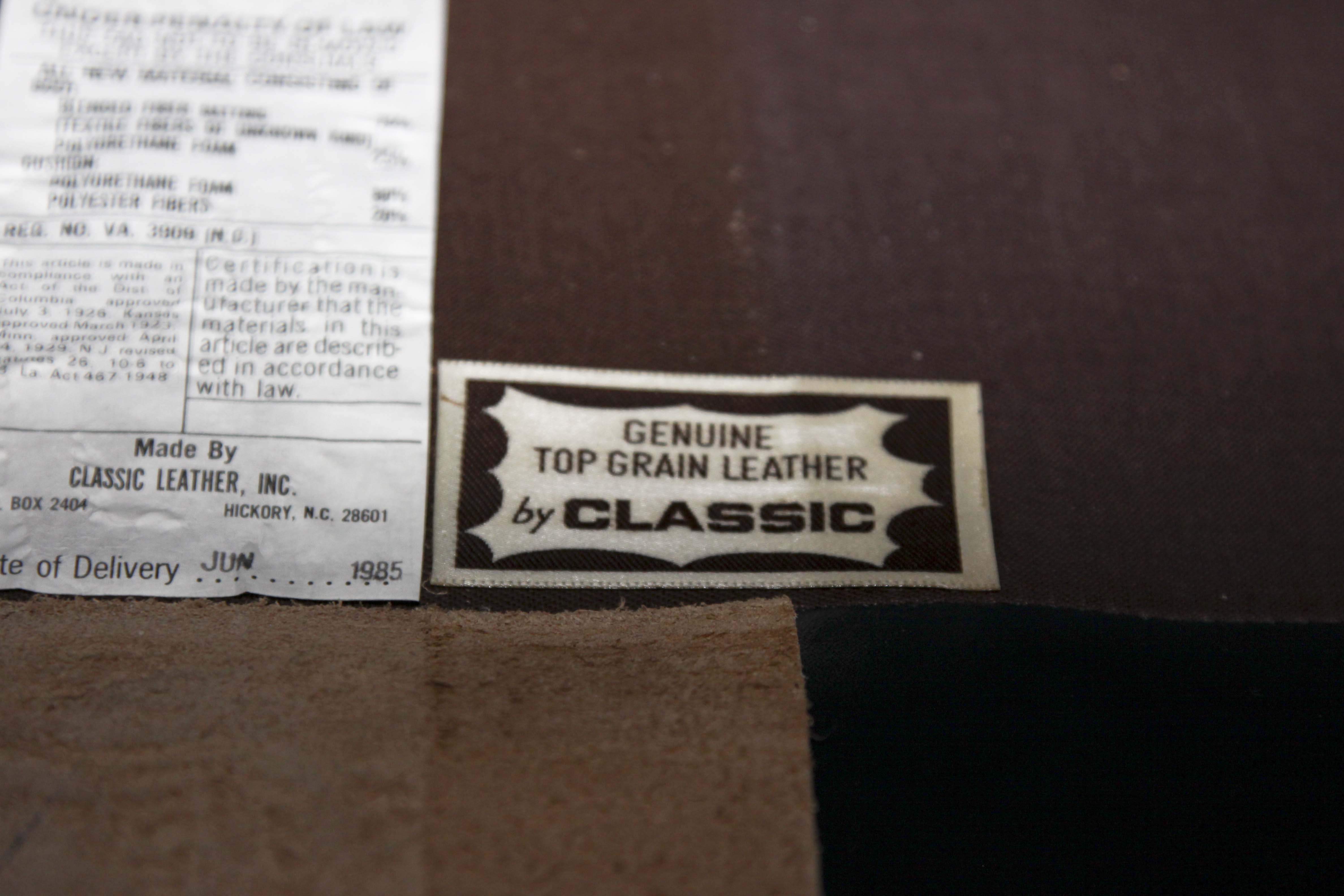 Navy Blue Leather Chair and Ottoman