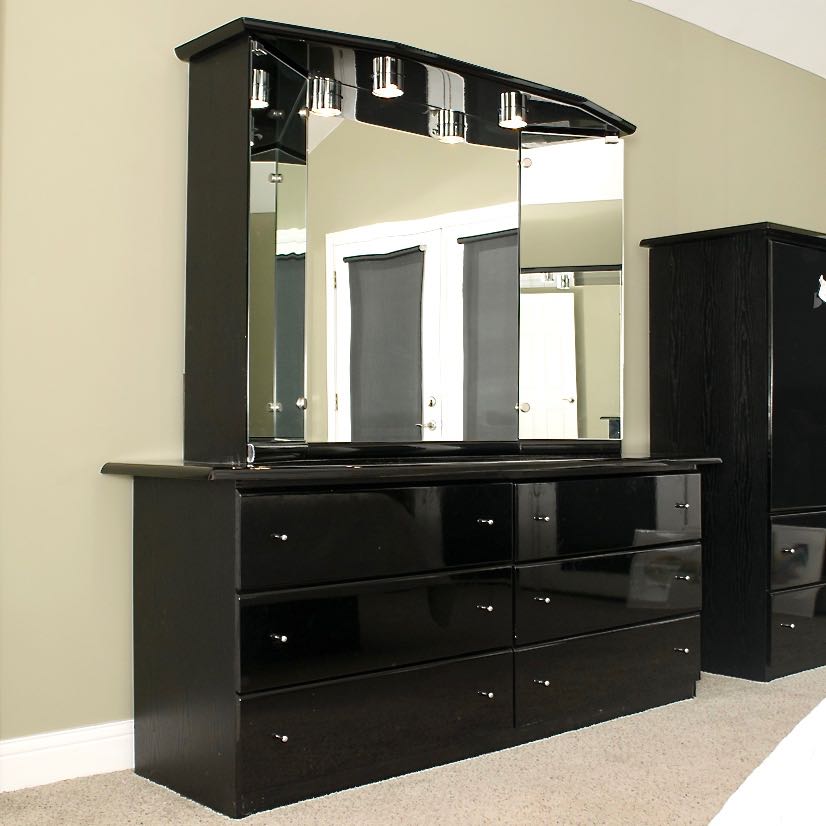 Millenium Black Lacquer Dresser with Mirror