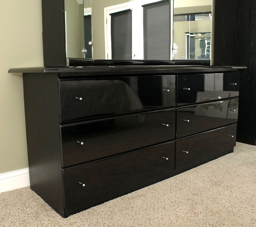 Millenium Black Lacquer Dresser with Mirror