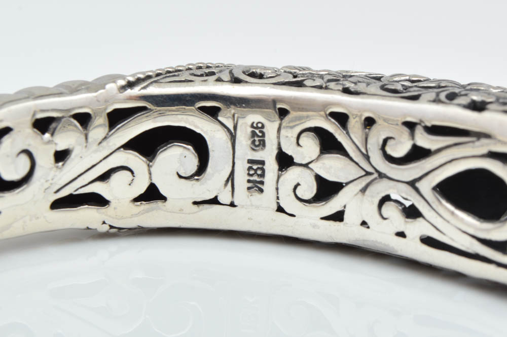 Robert Manse Sterling Silver, 18K Gold, Amethyst, Blue Topaz and Citrine Bangle Bracelet