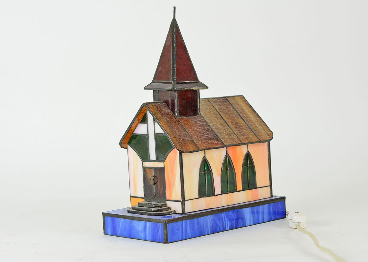 Stained Glass Church Shaped Lamp