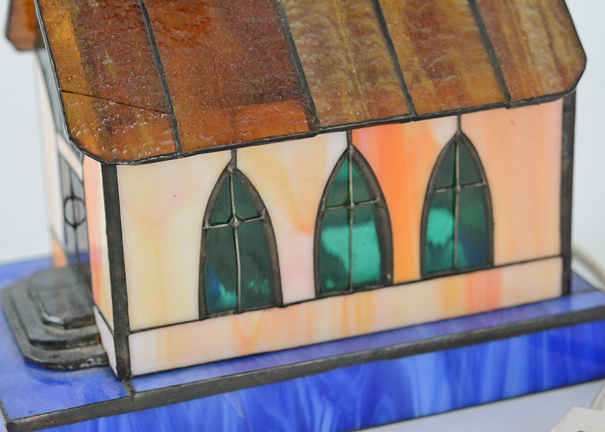 Stained Glass Church Shaped Lamp