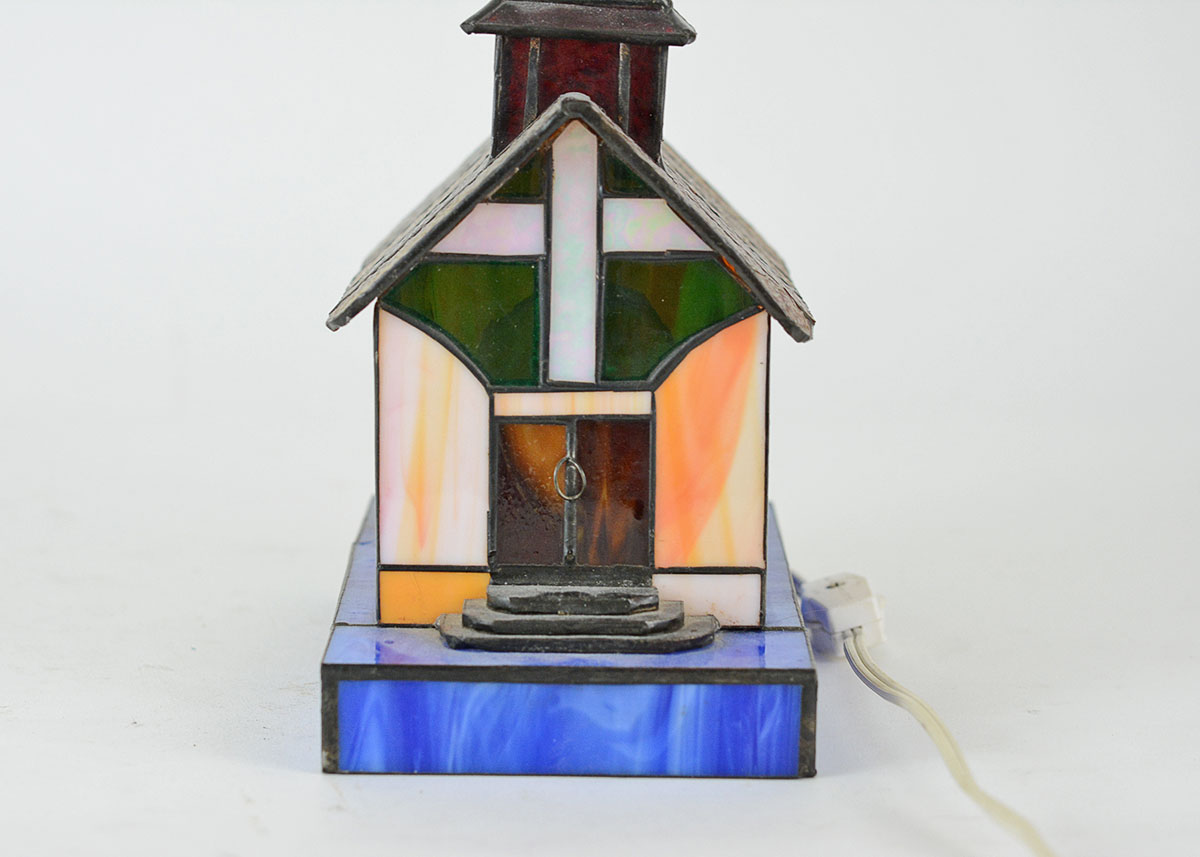 Stained Glass Church Shaped Lamp