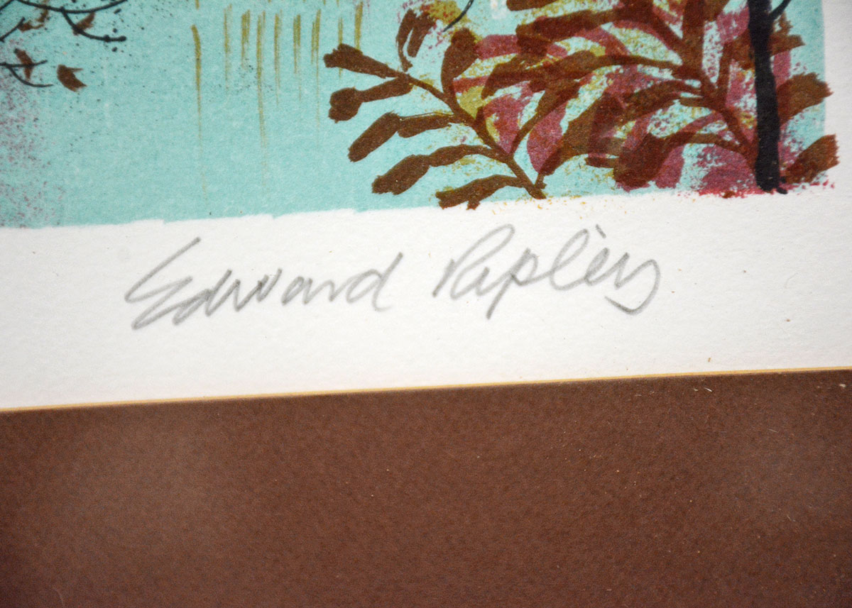 Edward Ripley Signed and Framed Vintage Lithograph