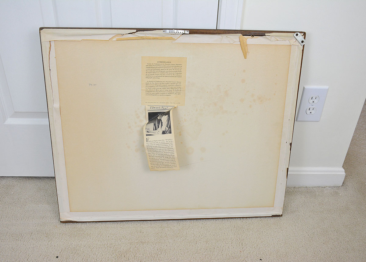 Edward Ripley Signed and Framed Vintage Lithograph