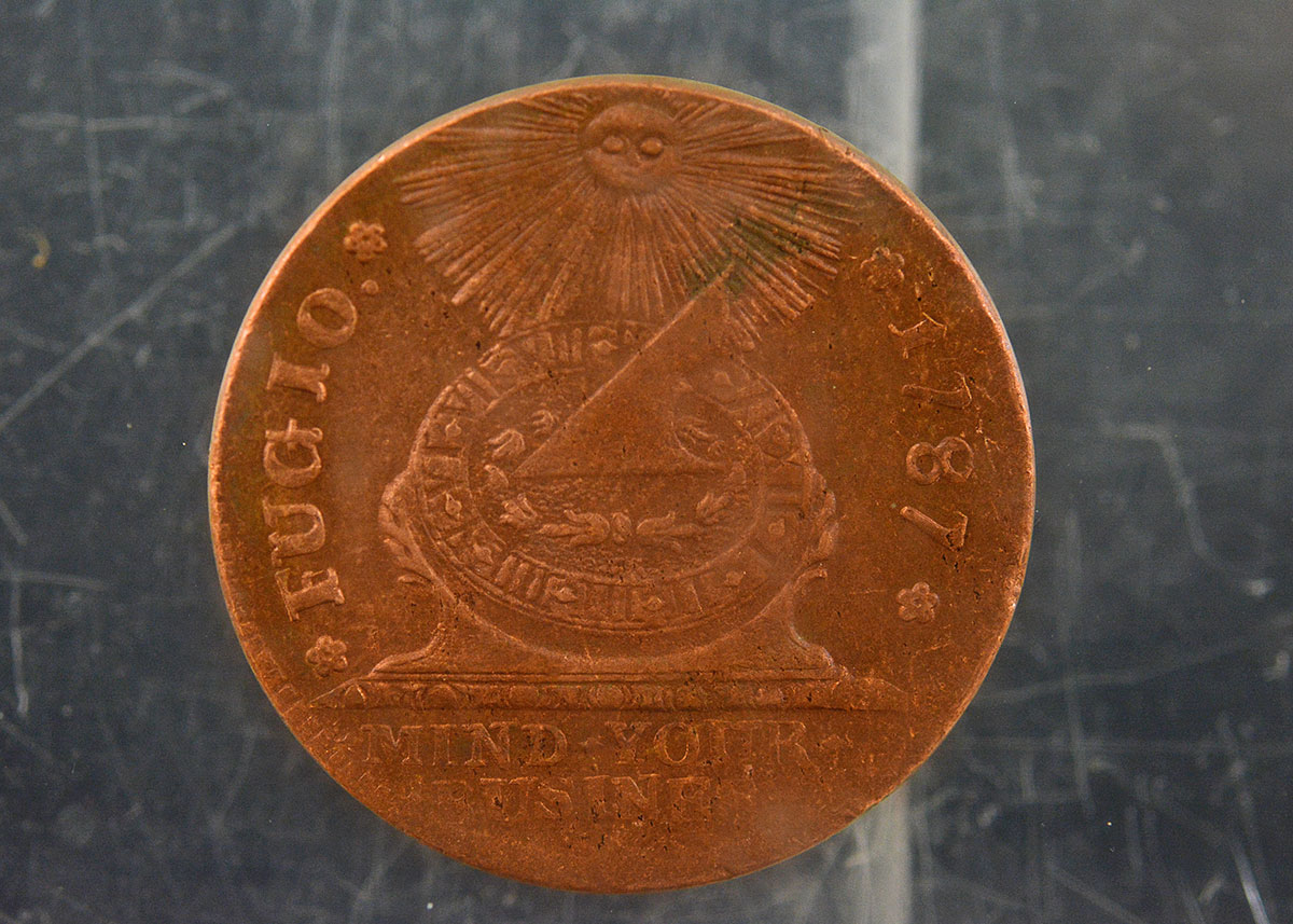 Pair of 1787 Copper Fugio Cents Encased in Clear Lucite