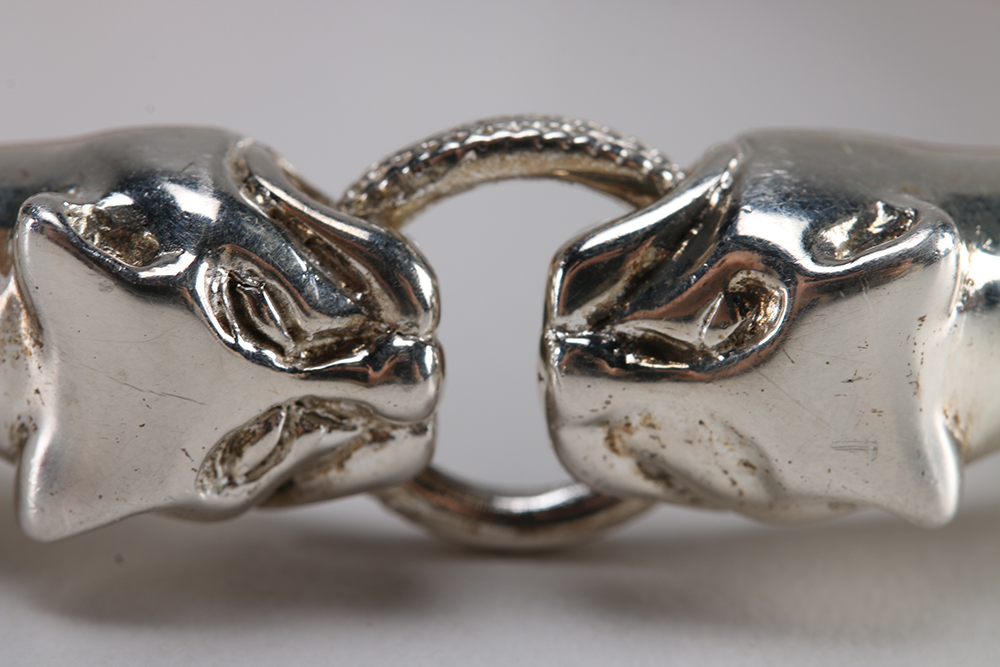 Sterling Silver Leopard Print Bracelet and Silver Tone Necklace