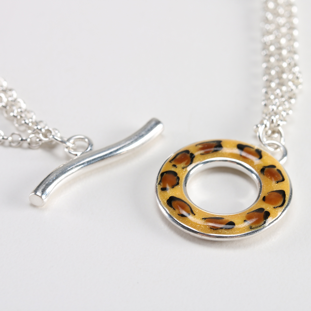 Sterling Silver Leopard Print Bracelet and Silver Tone Necklace