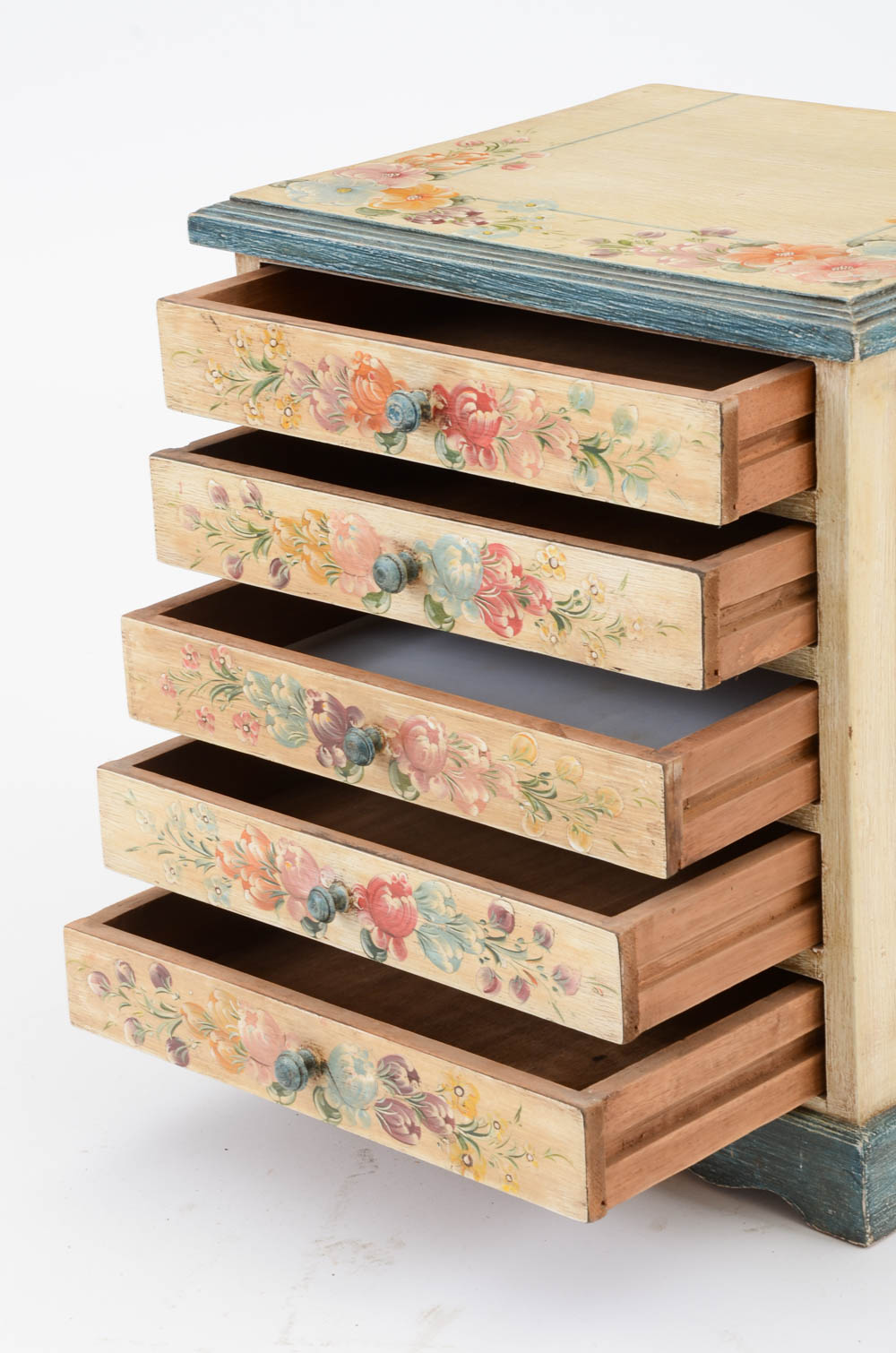 Hand-Painted Floral Five Drawer Stand