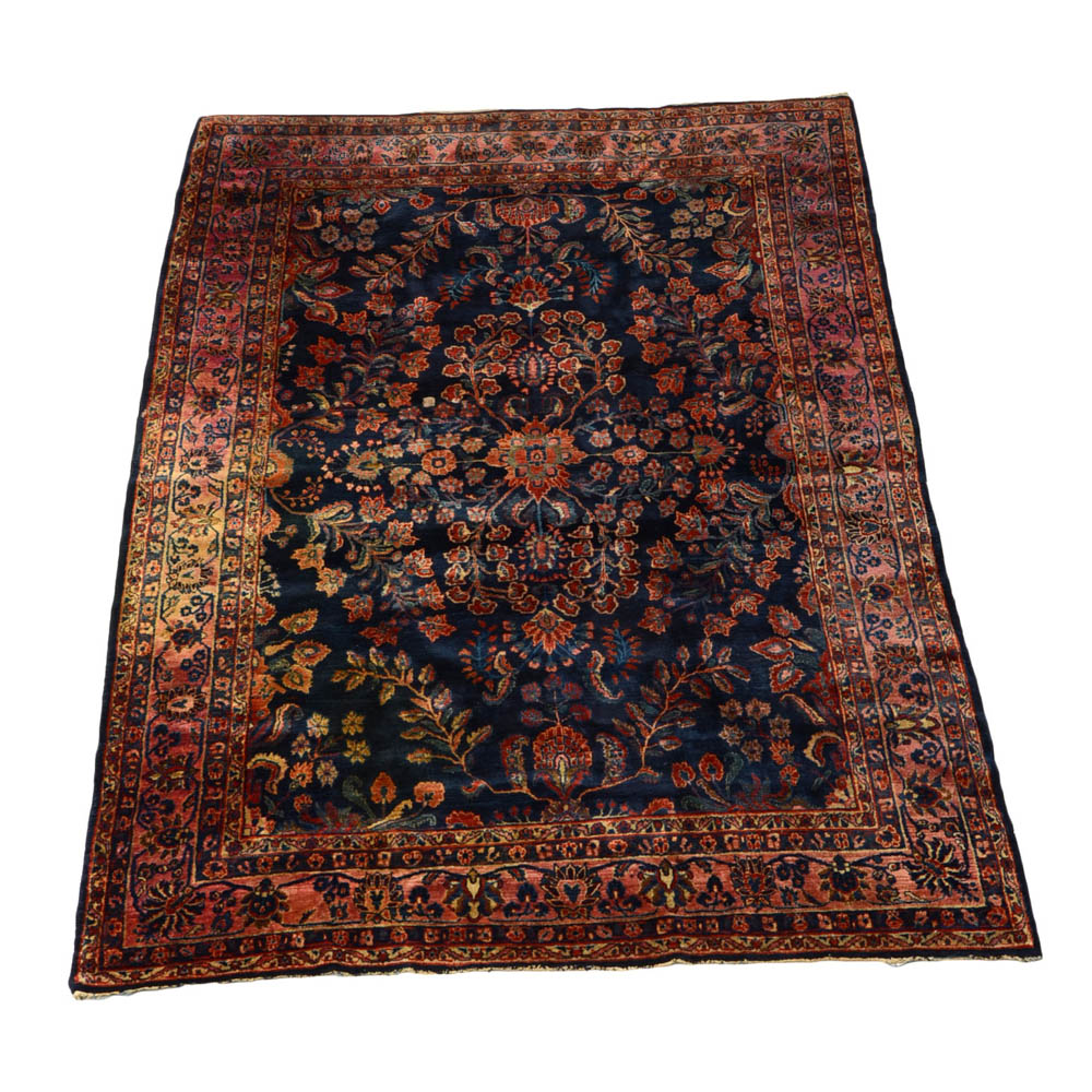 Semi Antique Handwoven Persian Sarouk Area Rug