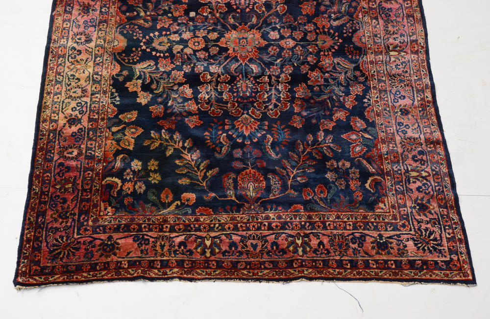 Semi Antique Handwoven Persian Sarouk Area Rug