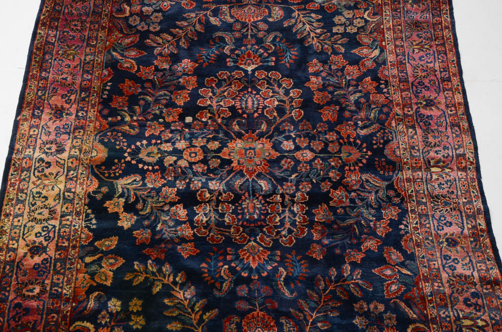 Semi Antique Handwoven Persian Sarouk Area Rug