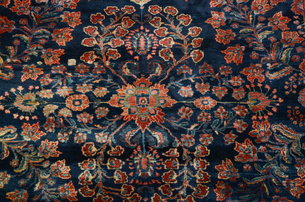 Semi Antique Handwoven Persian Sarouk Area Rug