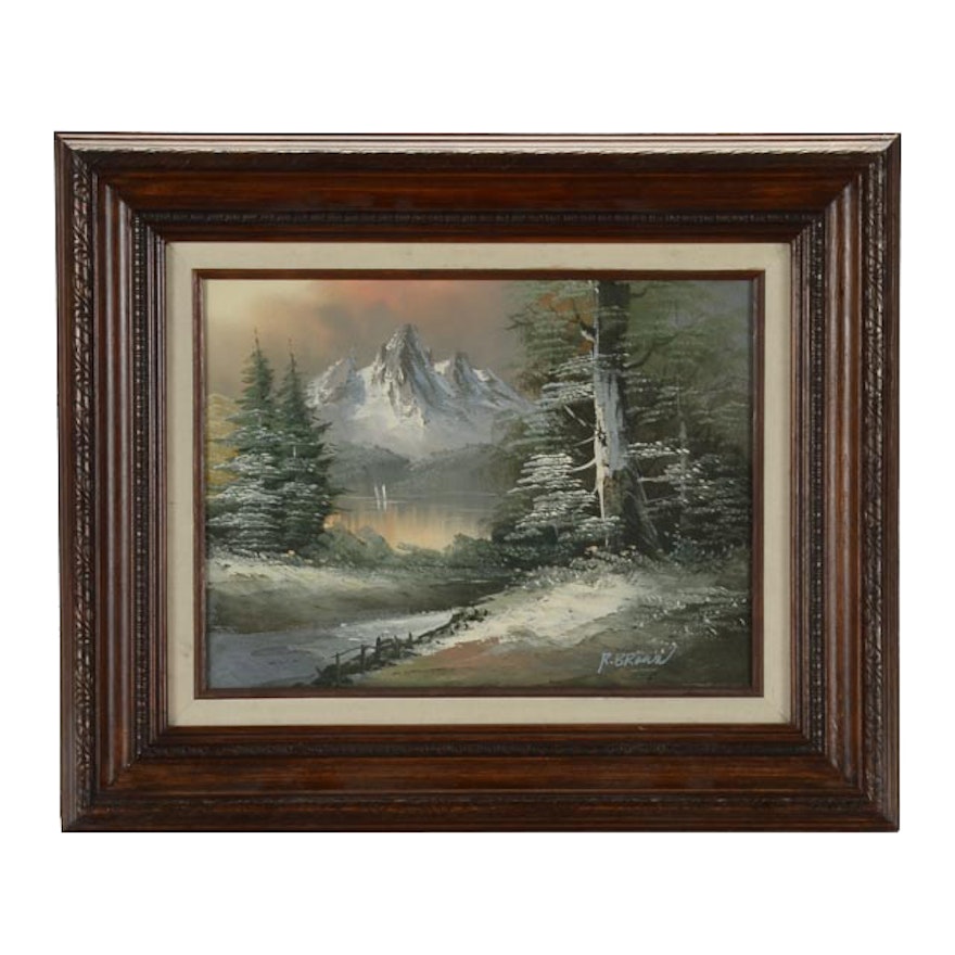 R. Brown Original Oil Landscape on Canvas