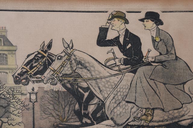 Jean Routier 1926 Wood Engraving "Avenue du Bois de Boulogne"