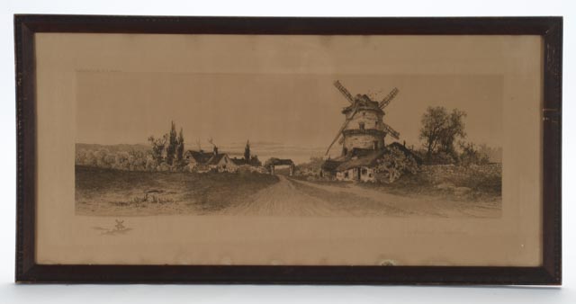 Pair of Antique Drypoint Etchings of Dutch Pastoral Landscapes