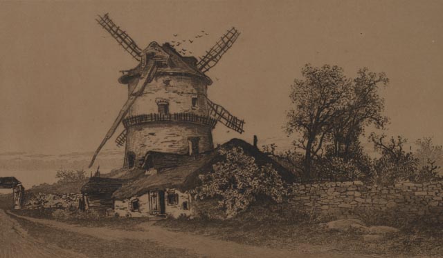Pair of Antique Drypoint Etchings of Dutch Pastoral Landscapes