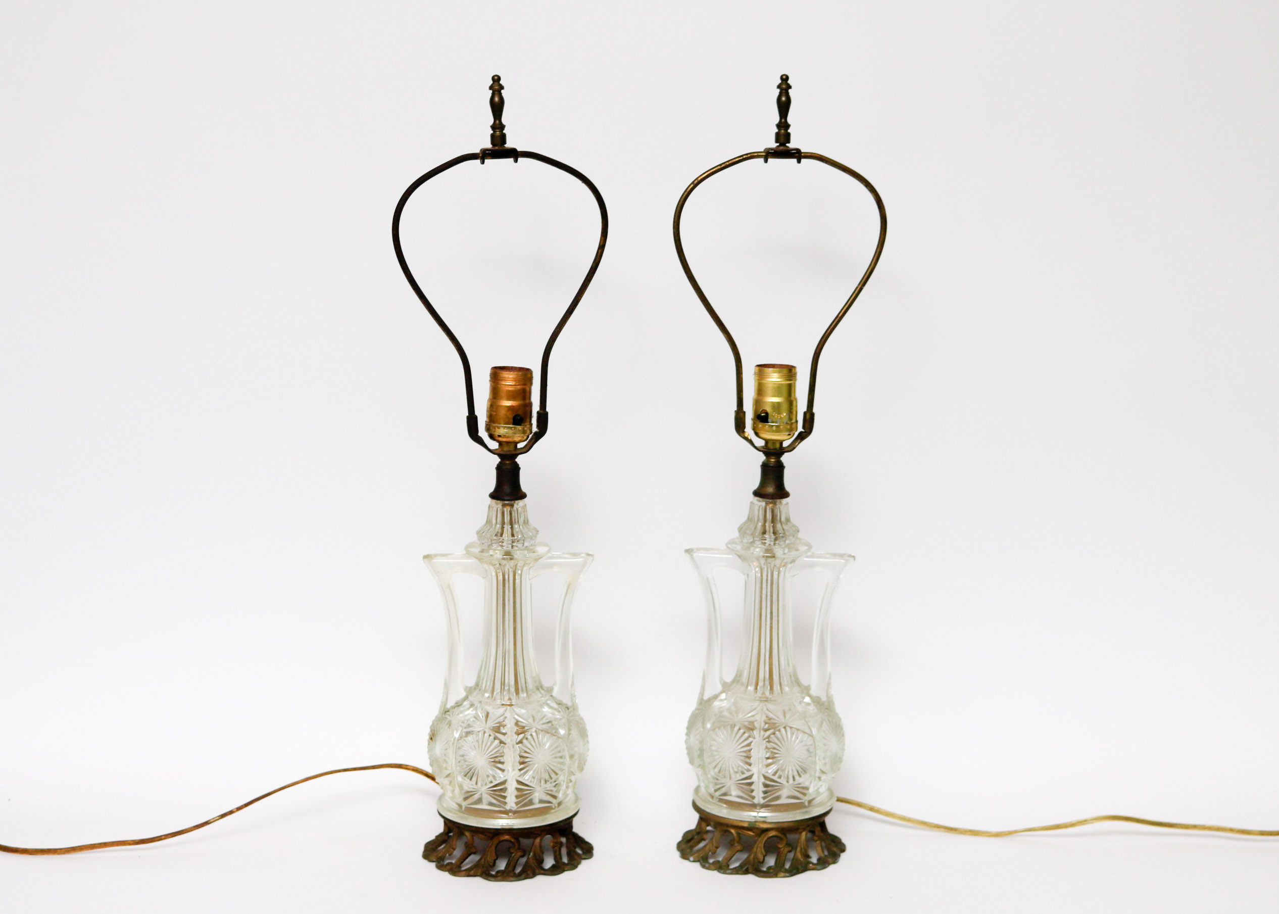 Pair of Pressed Glass Table Lamps