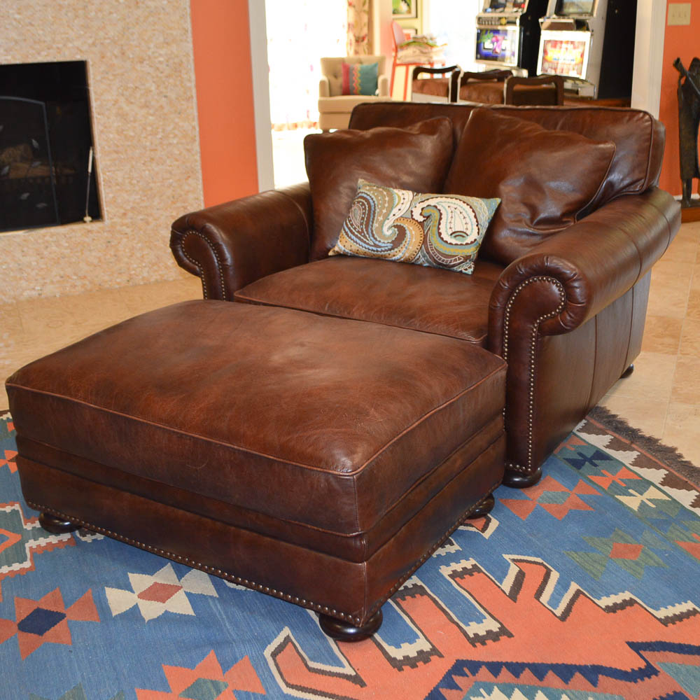 Leather Chair and Ottoman by Haverty's Furniture