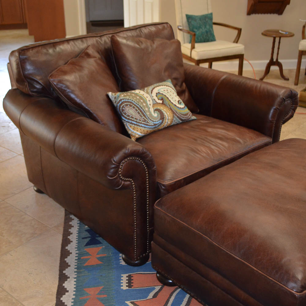 Leather Chair and Ottoman by Haverty's Furniture