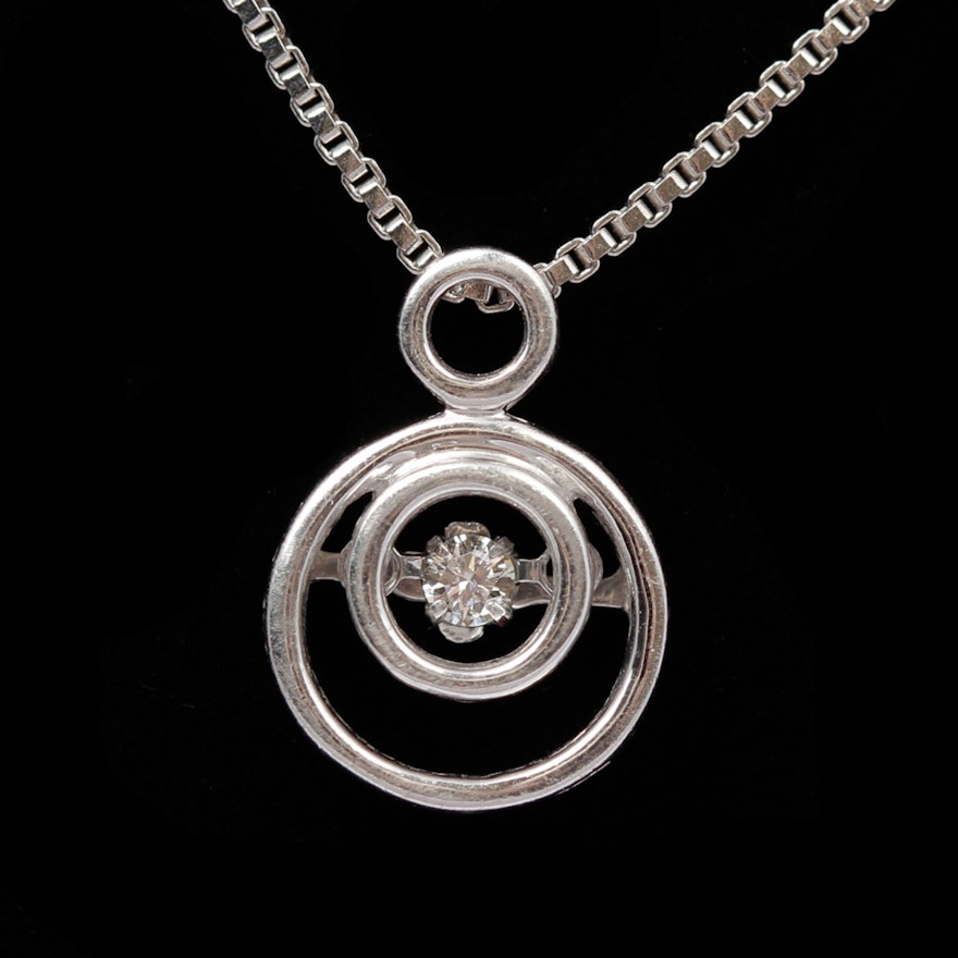 Sterling Silver Dancing Diamond Pendant Necklace