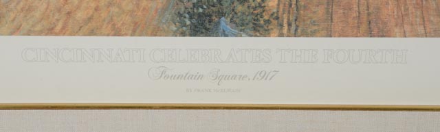 Frank McElwain Limited Edition Signed Offset Lithograph "Cincinnati Celebrates the Fourth, Fountain Square 1917"
