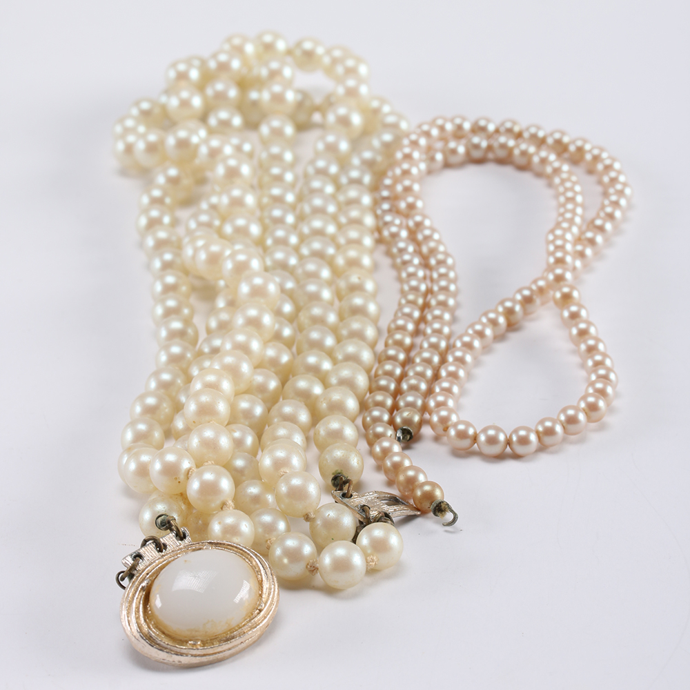 Faux Pearl Costume Jewelry Including Crown Tifari and Marvella Pieces