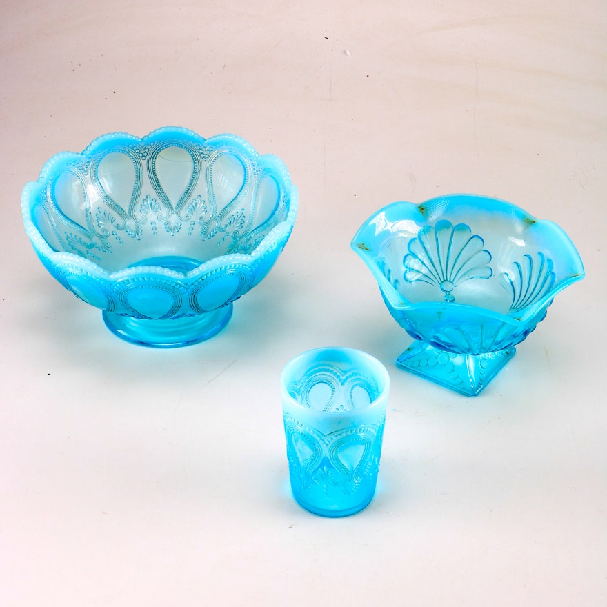 Blue Uranium Glass Dishes