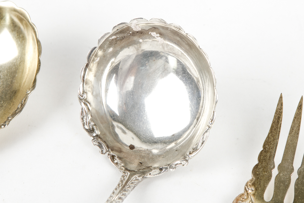 Sterling and Sterling Handled Serving Spoons and Forks