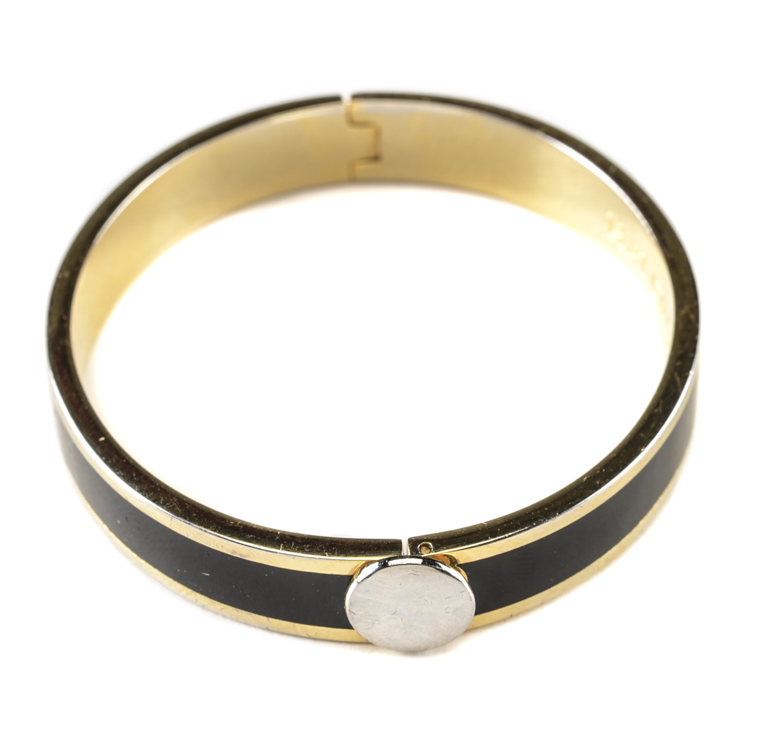 Halcyon Days Black Enameled and Gold Plated Hinge Bracelet