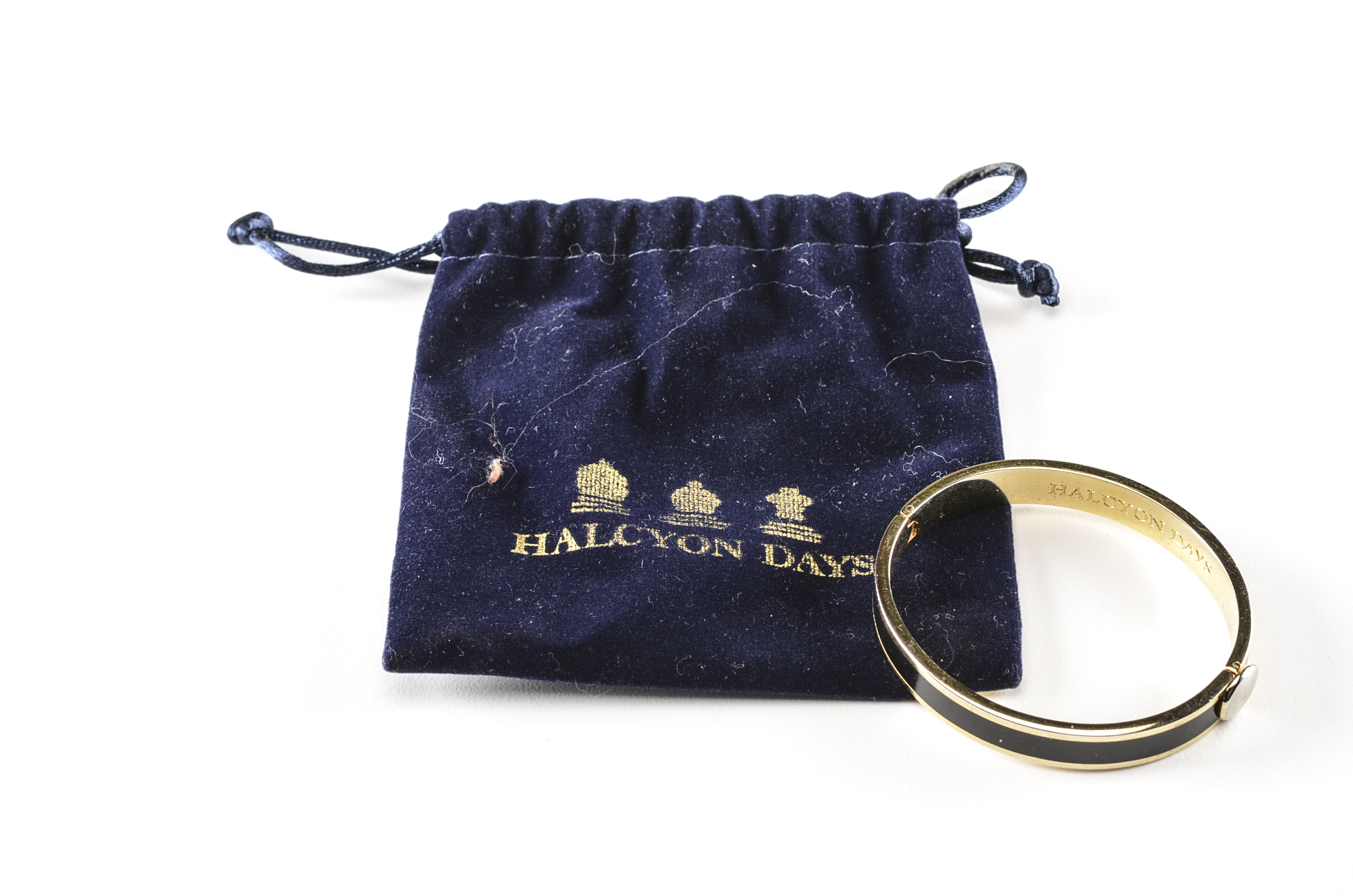 Halcyon Days Black Enameled and Gold Plated Hinge Bracelet