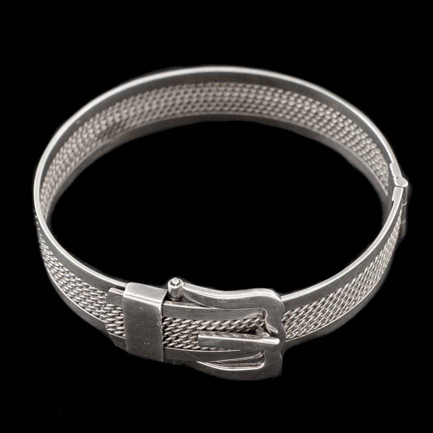 English Sterling Silver Hinged Buckle Bracelet