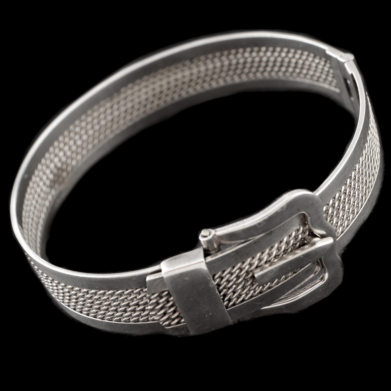English Sterling Silver Hinged Buckle Bracelet