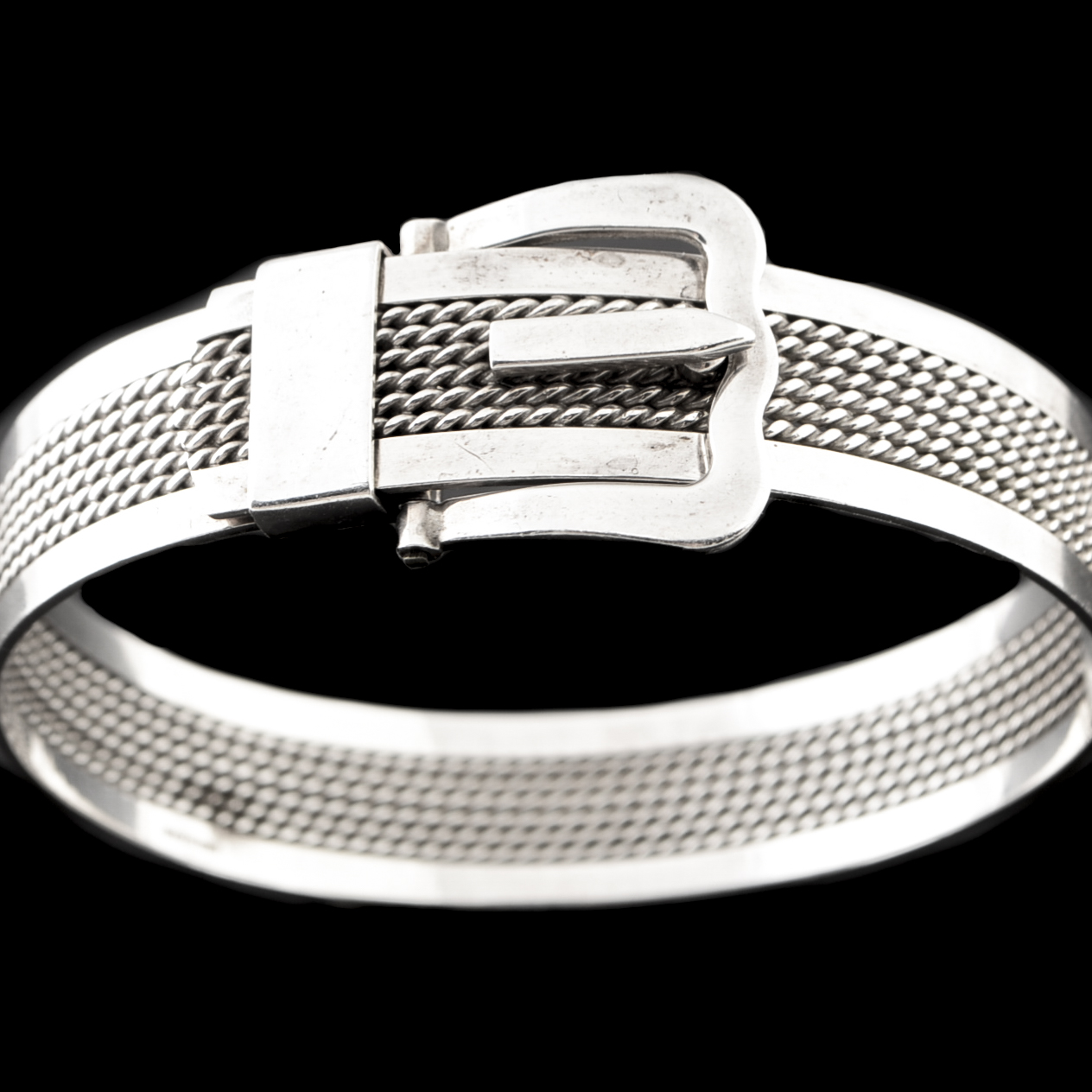 English Sterling Silver Hinged Buckle Bracelet