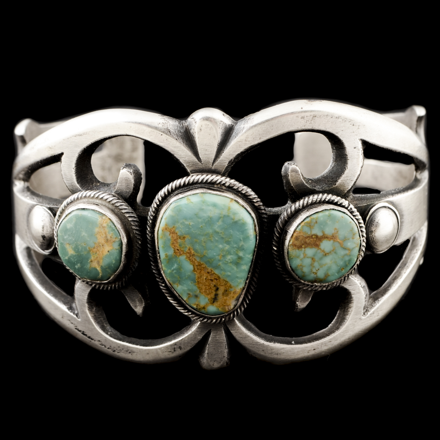 Native American Navajo Sterling and Turquoise Sandcast Cuff