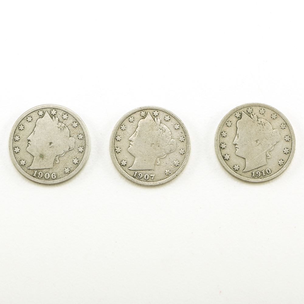 1906, 1907, and 1910 Liberty V Nickels