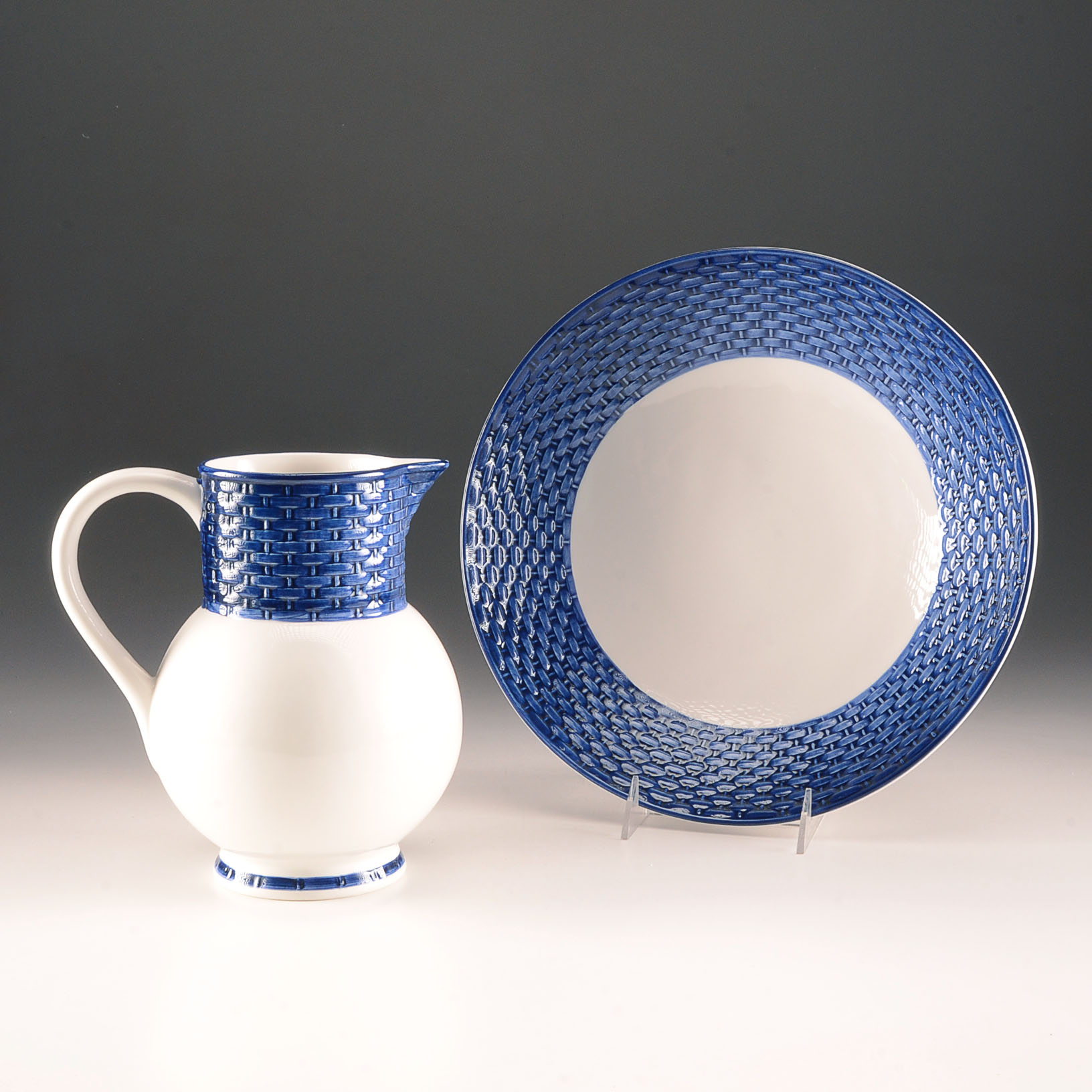 Tiffany & Co. "Basket Weave" Pitcher and Bowl