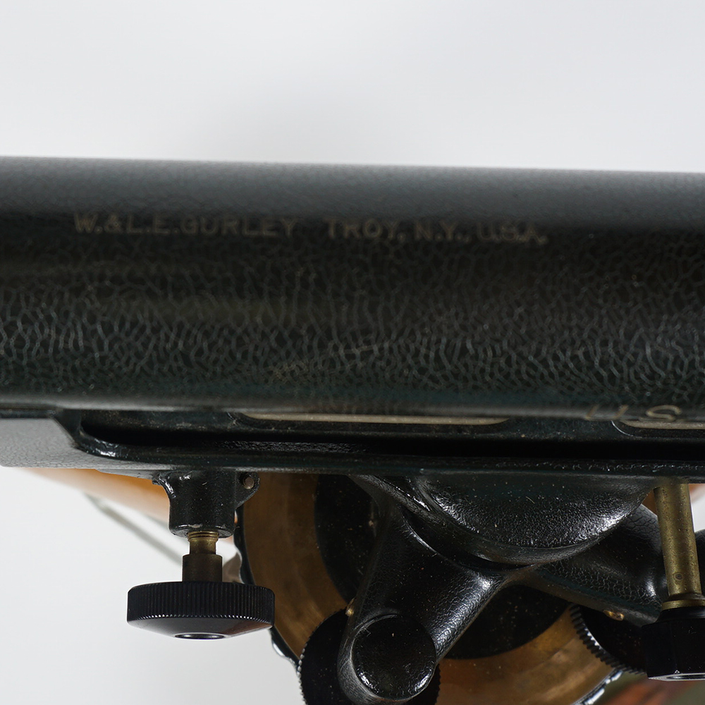 Antique Brass W.& L. E. GURLEY Surveyors Engineering Transit Tripod And Wood Box