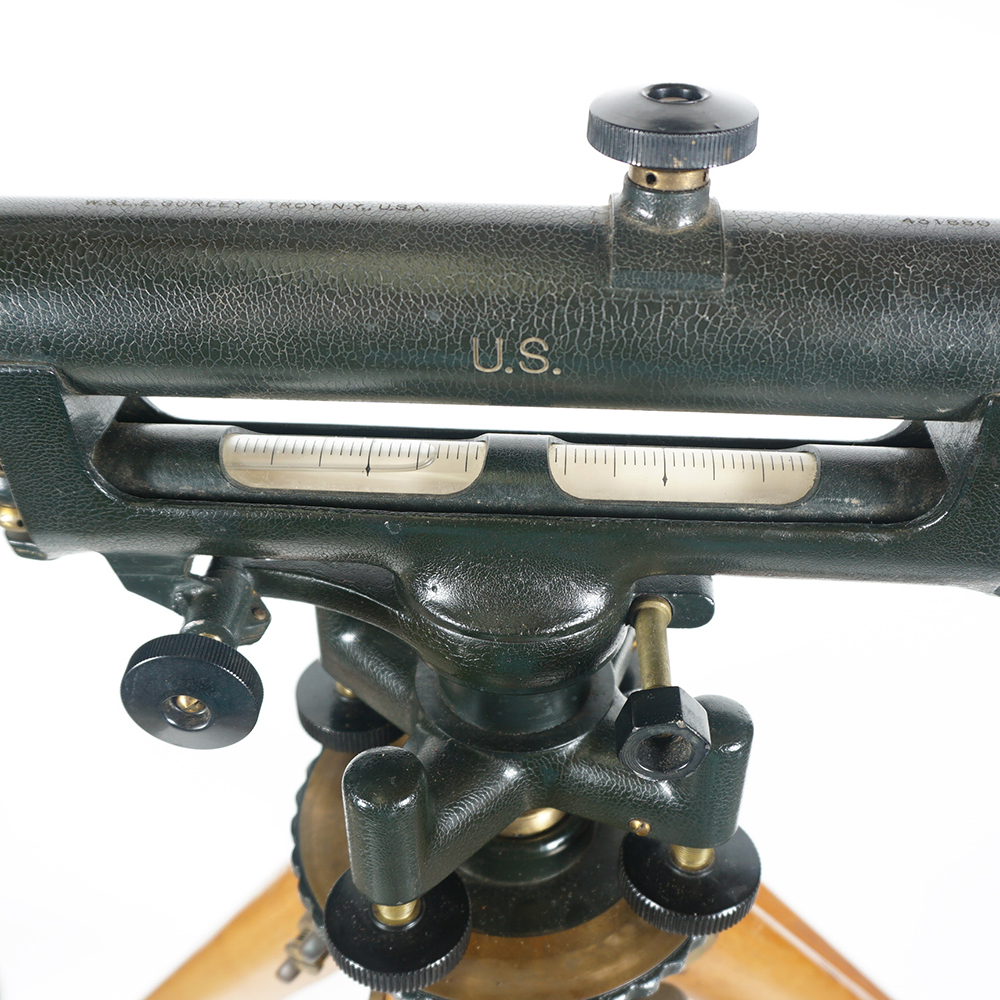 Antique Brass W.& L. E. GURLEY Surveyors Engineering Transit Tripod And Wood Box