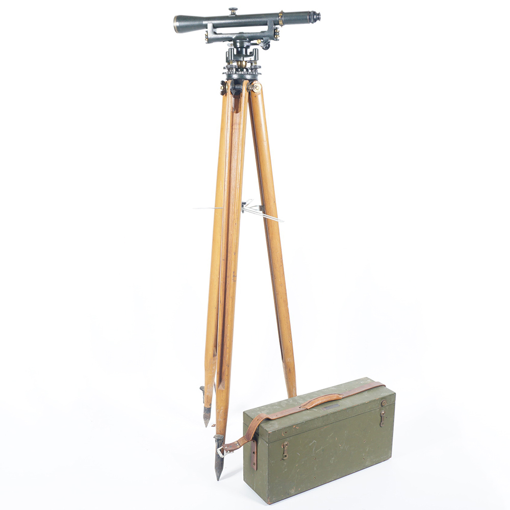 Antique Brass W.& L. E. GURLEY Surveyors Engineering Transit Tripod And Wood Box