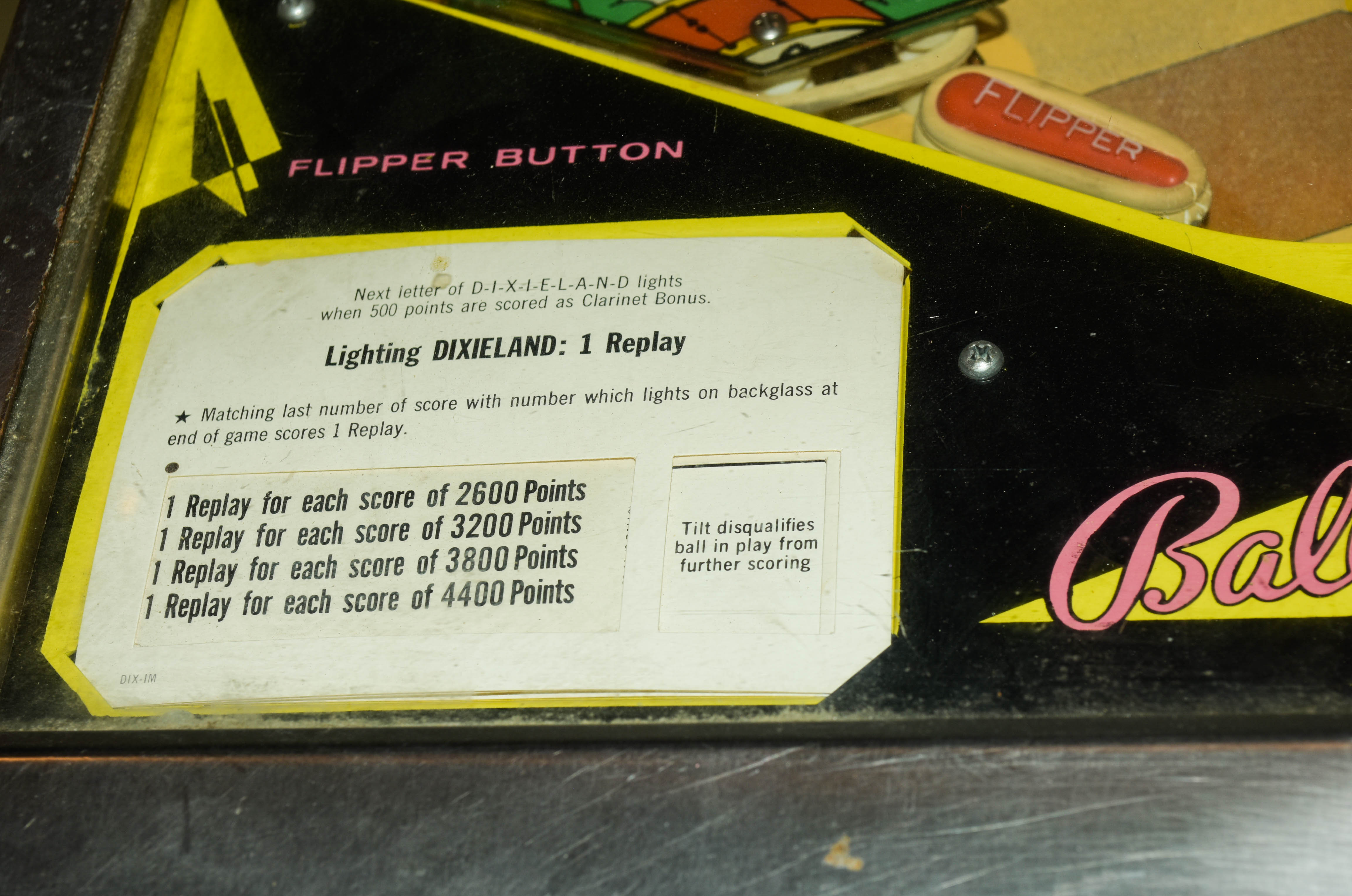 Vintage Bally "Dixieland" Pinball Machine