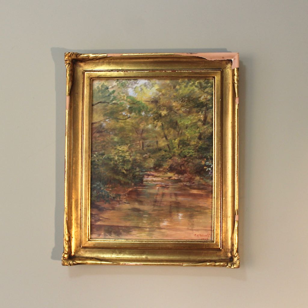 Antique Original Gouache on Paper Signed C.H. Roberts