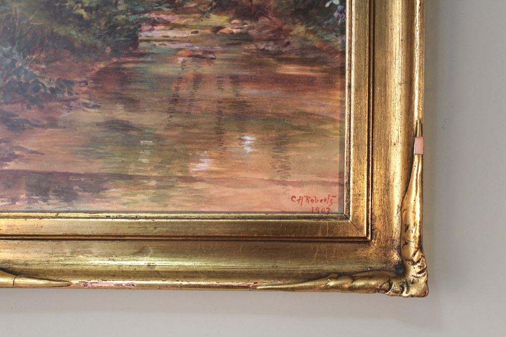 Antique Original Gouache on Paper Signed C.H. Roberts