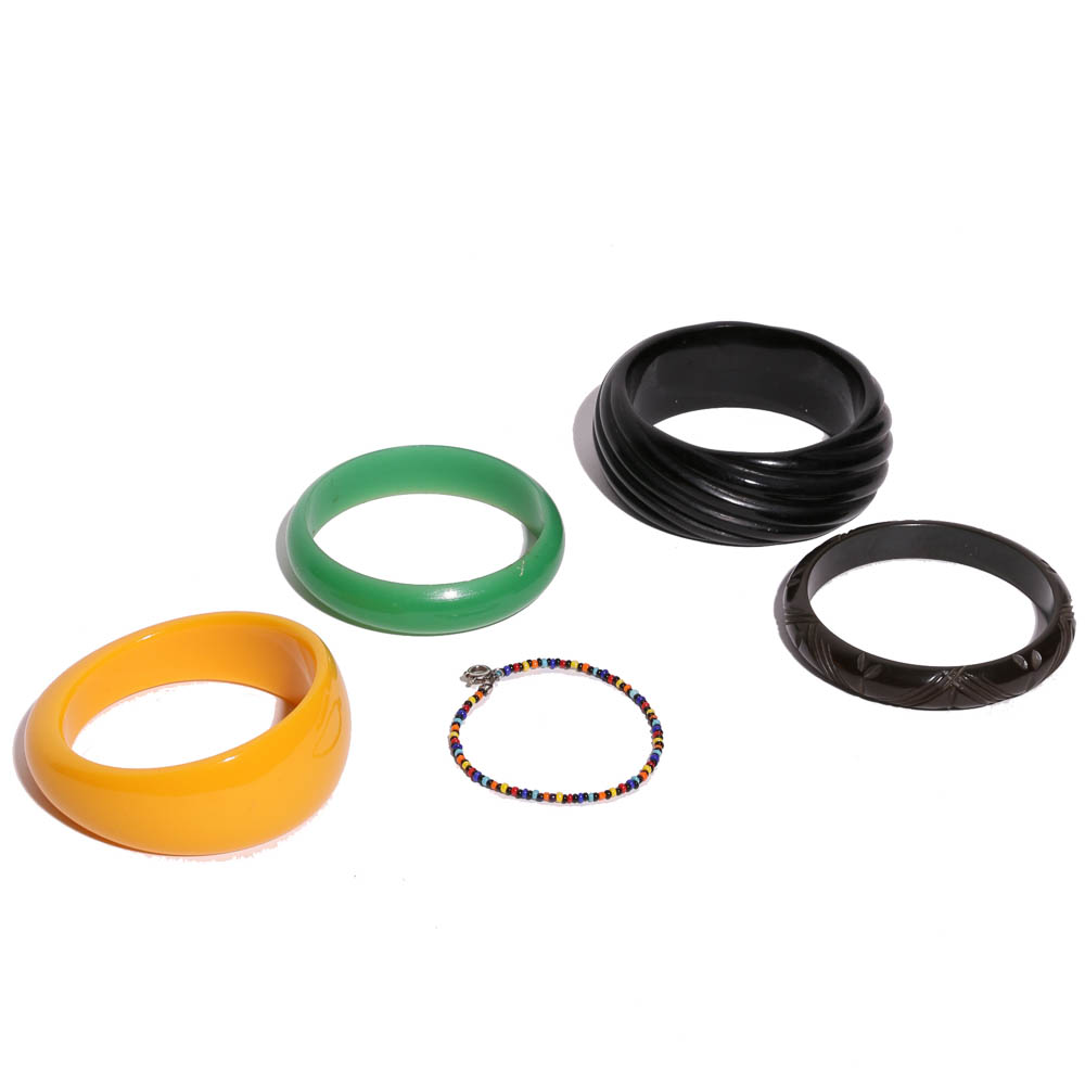 Beaded and Bakelite Bangle Bracelets