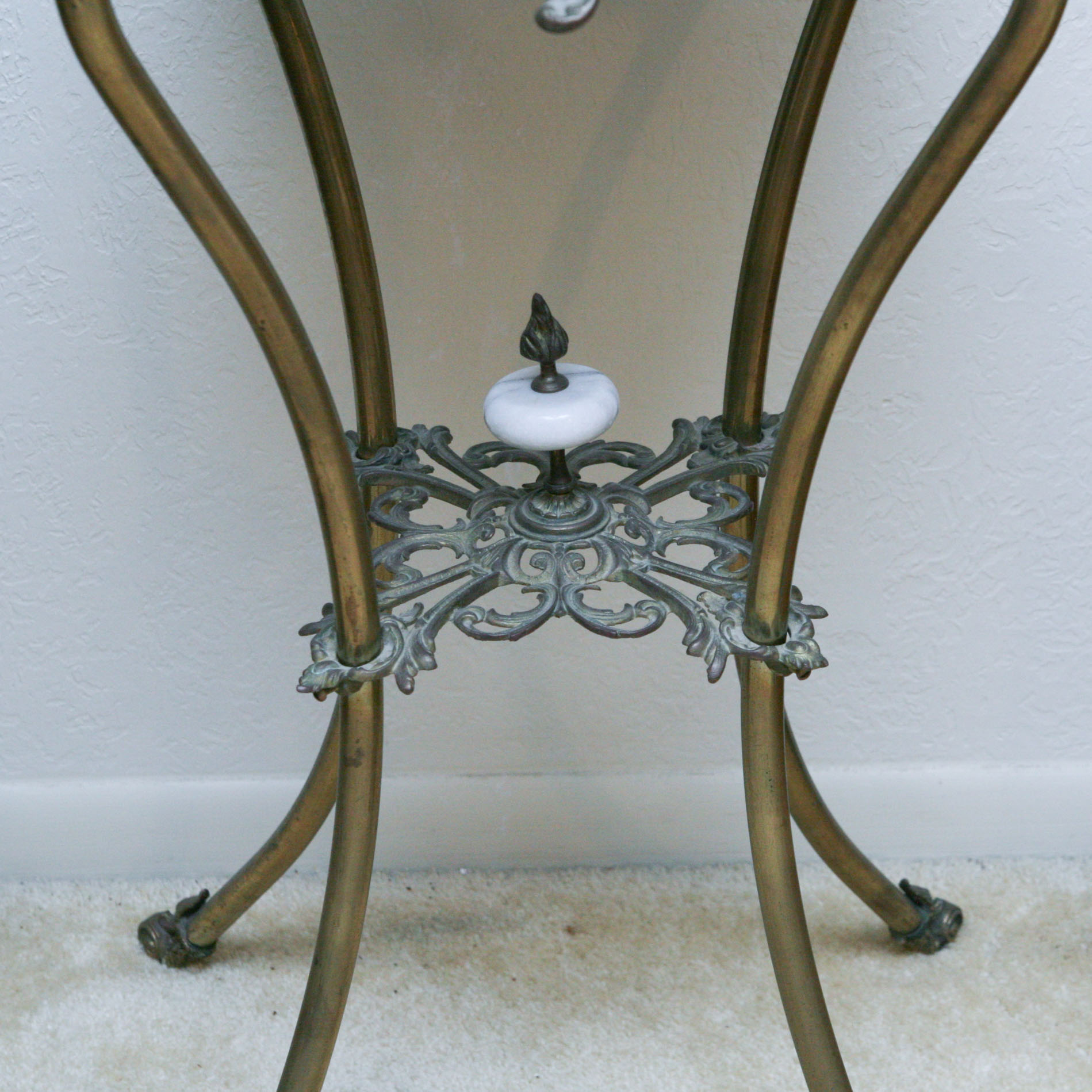 Marble-Topped Brass Plant Stand