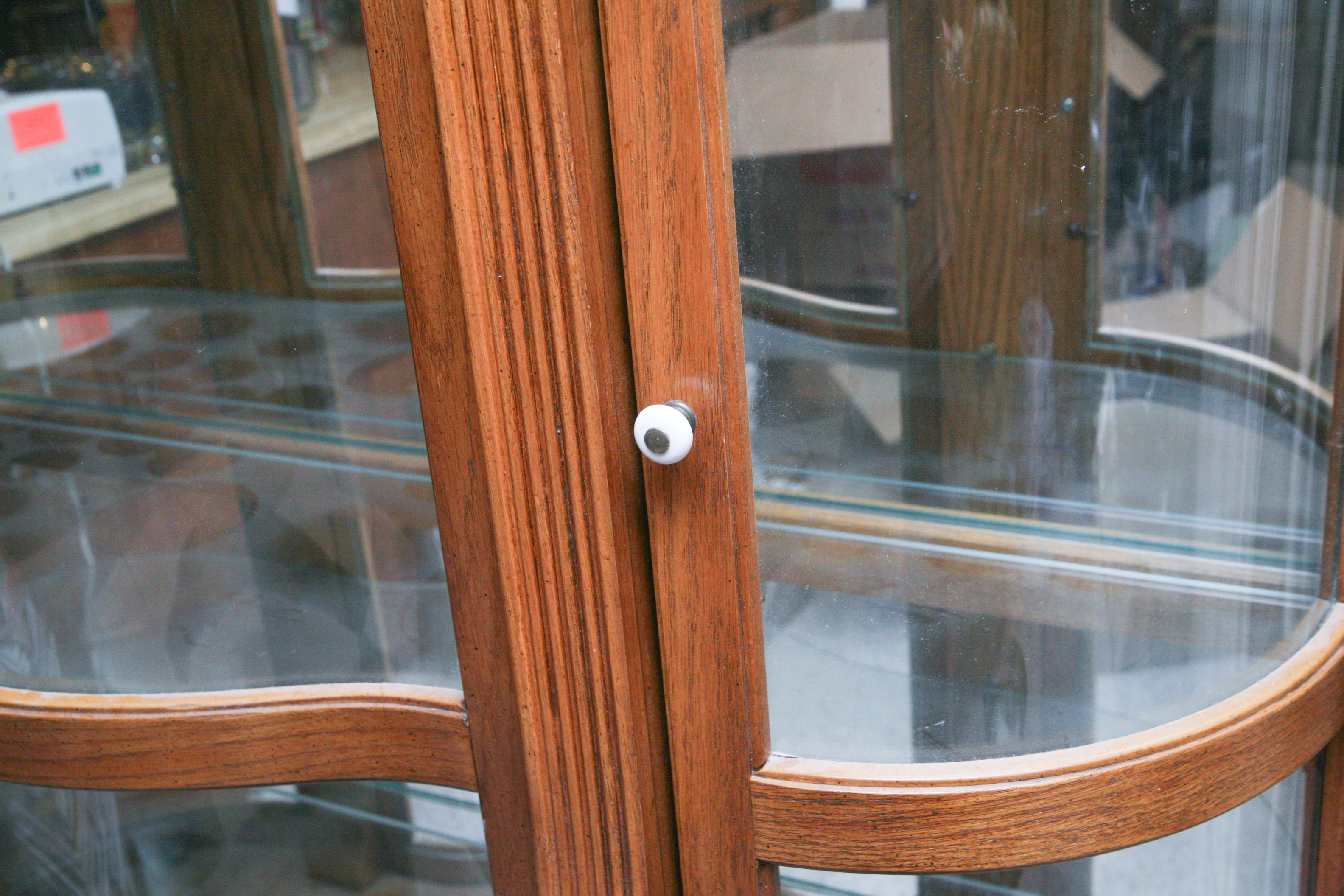 Carved Wooden Lion's Head China Cabinet