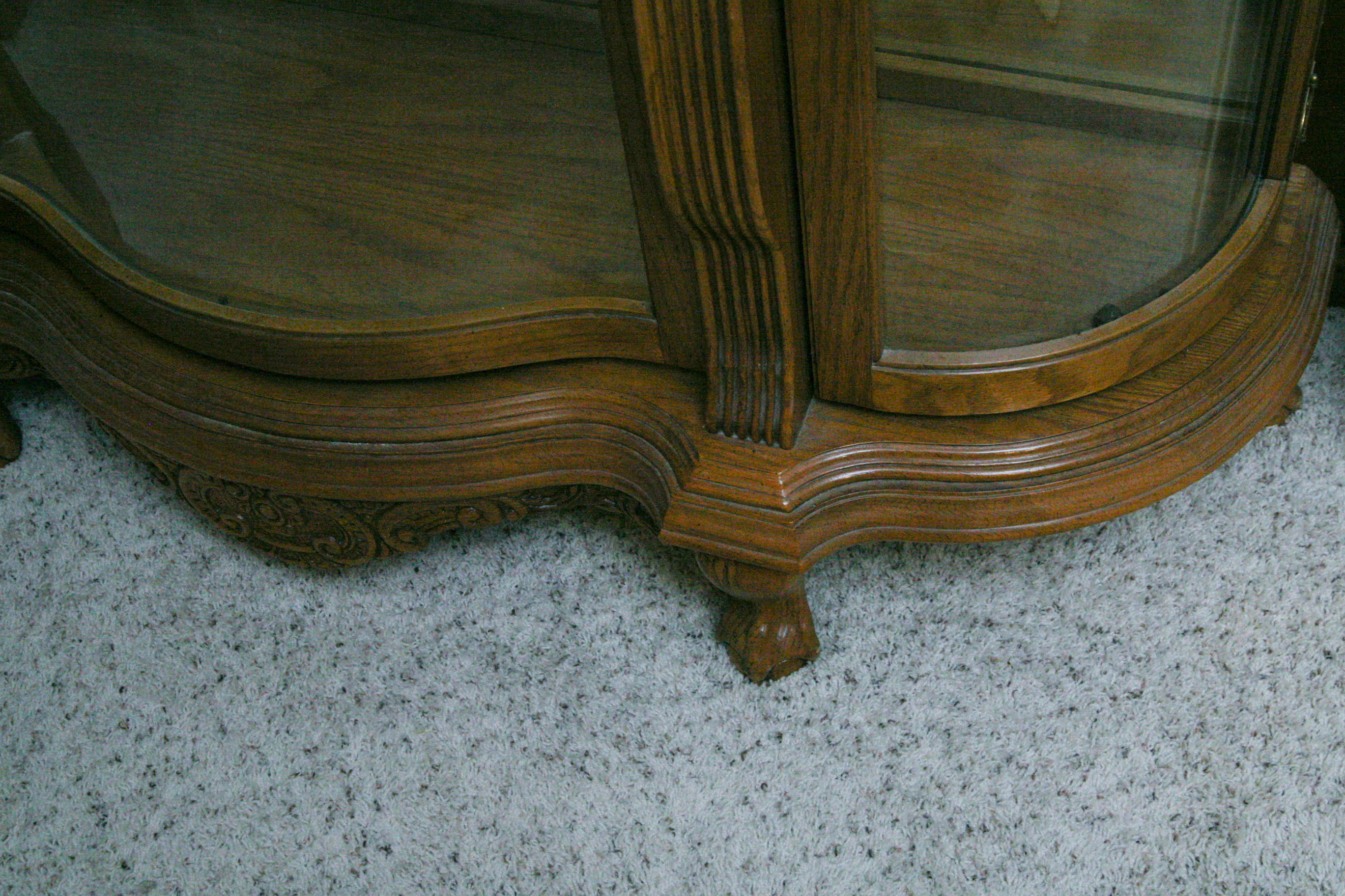 Carved Wooden Lion's Head China Cabinet