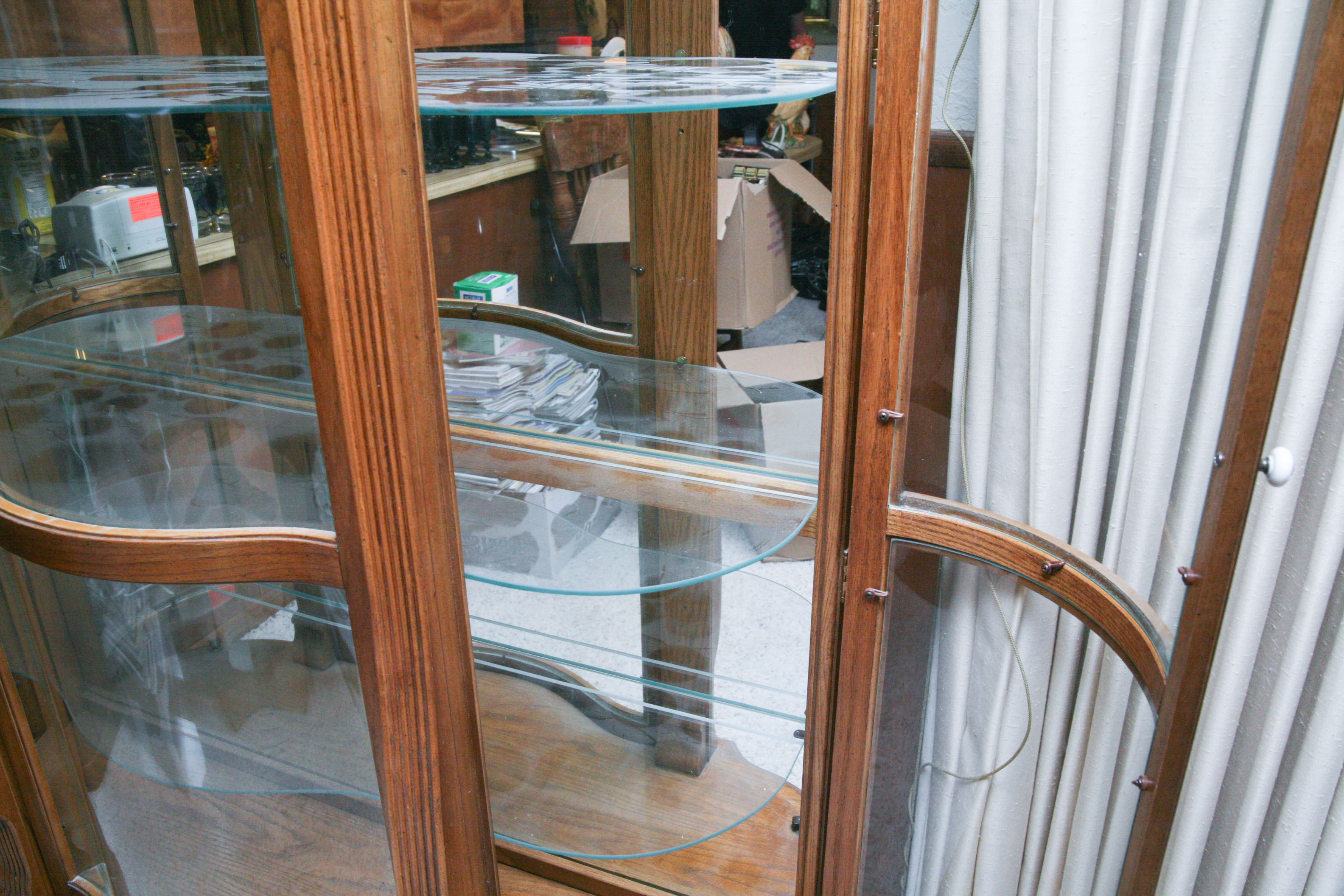 Carved Wooden Lion's Head China Cabinet