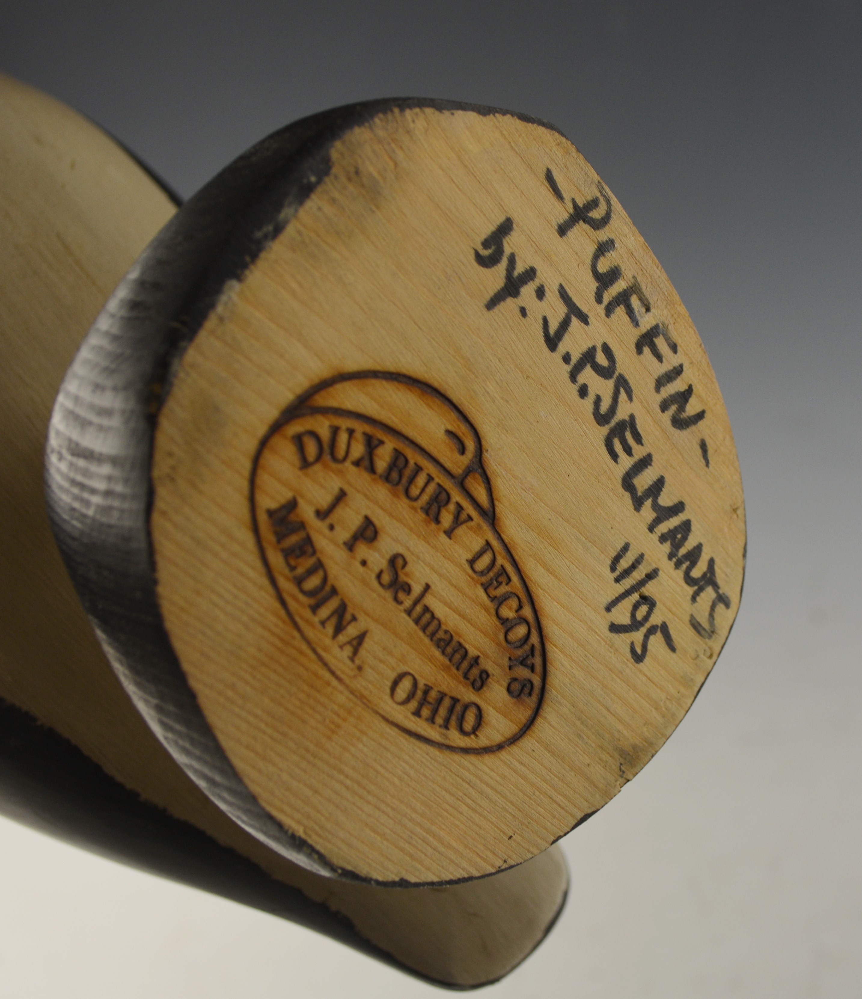 Wood Carved Puffin and Woodpecker Sculptures